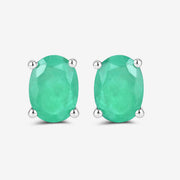 Bids.com 1.44 Carat Genuine Zambian Emerald 10K White Gold Earrings Earrings Medium Aquamarine