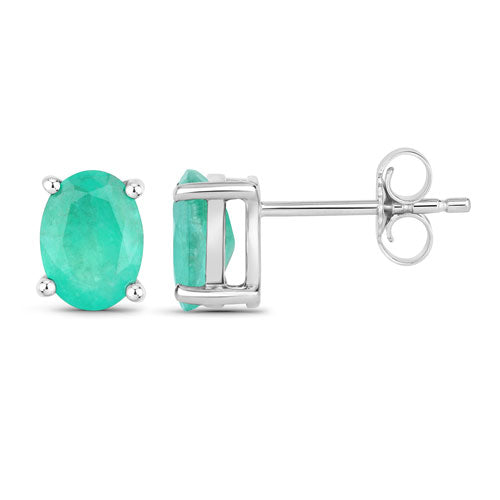 Bids.com 1.44 Carat Genuine Zambian Emerald 10K White Gold Earrings Earrings White Smoke