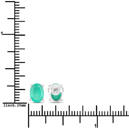 Bids.com 1.44 Carat Genuine Zambian Emerald 10K White Gold Earrings Earrings White Smoke
