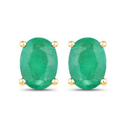 Bids.com 1.44 Carat Genuine Zambian Emerald 10K Yellow Gold Earrings Earrings White Smoke Default Title