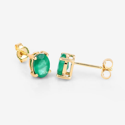 Bids.com 1.44 Carat Genuine Zambian Emerald 10K Yellow Gold Earrings Earrings White Smoke