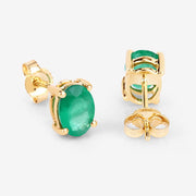 Bids.com 1.44 Carat Genuine Zambian Emerald 10K Yellow Gold Earrings Earrings White Smoke