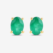 Bids.com 1.44 Carat Genuine Zambian Emerald 10K Yellow Gold Earrings Earrings White Smoke
