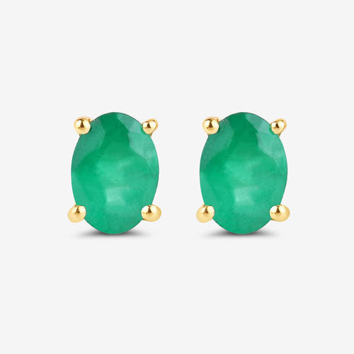 Bids.com 1.44 Carat Genuine Zambian Emerald 10K Yellow Gold Earrings Earrings White Smoke