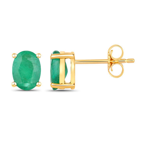 Bids.com 1.44 Carat Genuine Zambian Emerald 10K Yellow Gold Earrings Earrings White Smoke