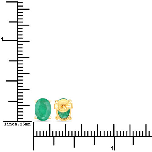 Bids.com 1.44 Carat Genuine Zambian Emerald 10K Yellow Gold Earrings Earrings White Smoke