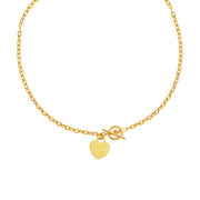Bids.com Toggle Necklace with Heart Charm in 14k Yellow Gold Necklaces White Smoke 17 / Yellow Gold