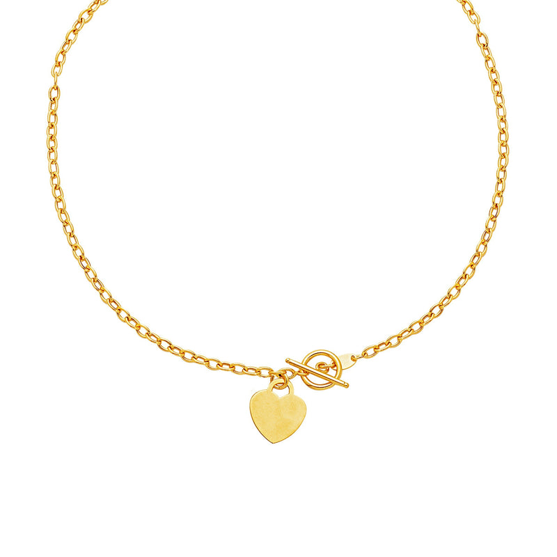 Bids.com Toggle Necklace with Heart Charm in 14k Yellow Gold Necklaces White Smoke 17 / Yellow Gold