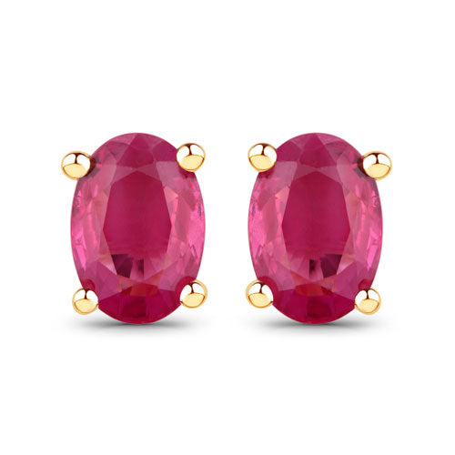 Bids.com 1.04 Carat Genuine Ruby 10K Yellow Gold Earrings Earrings White Smoke Default Title