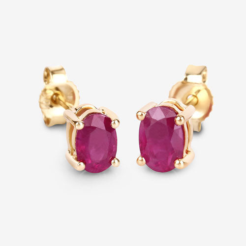 Bids.com 1.04 Carat Genuine Ruby 10K Yellow Gold Earrings Earrings White Smoke
