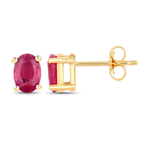 Bids.com 1.04 Carat Genuine Ruby 10K Yellow Gold Earrings Earrings White Smoke