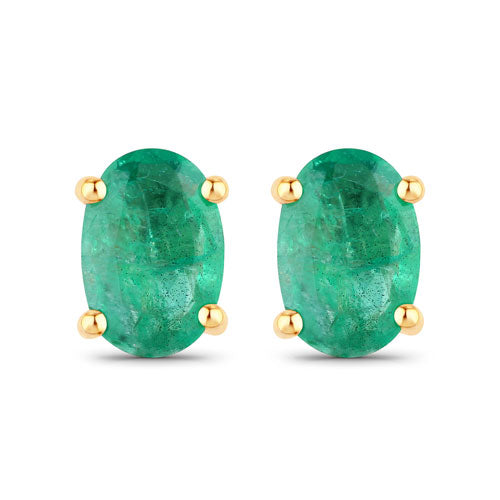 Bids.com 0.88 Carat Genuine Zambian Emerald 10K Yellow Gold Earrings Earrings White Smoke Default Title