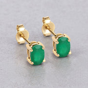Bids.com 0.88 Carat Genuine Zambian Emerald 10K Yellow Gold Earrings Earrings Gray