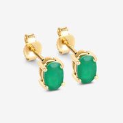 Bids.com 0.88 Carat Genuine Zambian Emerald 10K Yellow Gold Earrings Earrings White Smoke