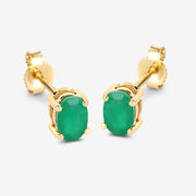 Bids.com 0.88 Carat Genuine Zambian Emerald 10K Yellow Gold Earrings Earrings White Smoke