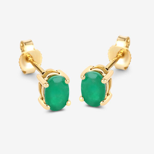 Bids.com 0.88 Carat Genuine Zambian Emerald 10K Yellow Gold Earrings Earrings White Smoke