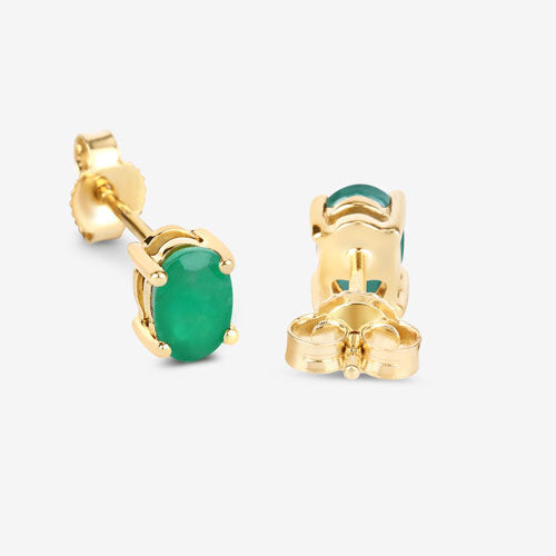 Bids.com 0.88 Carat Genuine Zambian Emerald 10K Yellow Gold Earrings Earrings White Smoke