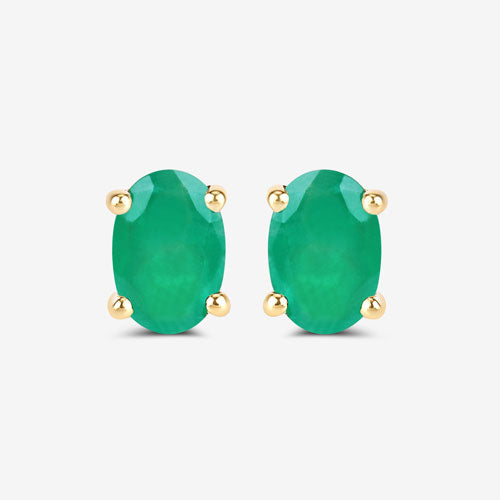 Bids.com 0.88 Carat Genuine Zambian Emerald 10K Yellow Gold Earrings Earrings Medium Sea Green