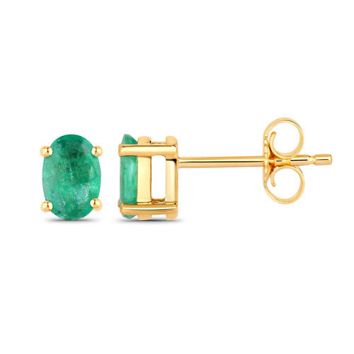 Bids.com 0.88 Carat Genuine Zambian Emerald 10K Yellow Gold Earrings Earrings White Smoke
