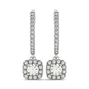 Bids.com Cushion Shape Halo Style Diamond Drop Earrings in 14k White Gold (1/2 cttw) Earrings White Smoke White Gold