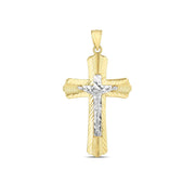 Bids.com 14k Two Tone Gold High Polish Diamond Cut Cross Pendant Pendants White Smoke Two-Tone Gold