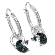 Bids.com 0.54 Carat Genuine Blue Diamond and White Diamond .925 Sterling Silver Earrings Earrings White Smoke Default Title