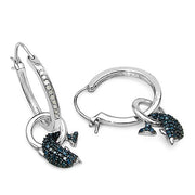 Bids.com 0.54 Carat Genuine Blue Diamond and White Diamond .925 Sterling Silver Earrings Earrings White Smoke