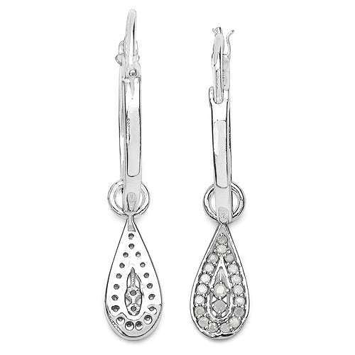 Bids.com 0.28 Carat Genuine White Diamond .925 Sterling Silver Earrings Earrings White Smoke