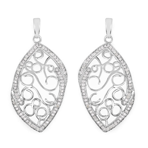 Bids.com 0.73 Carat Genuine White Diamond .925 Sterling Silver Earrings Earrings White Smoke Default Title