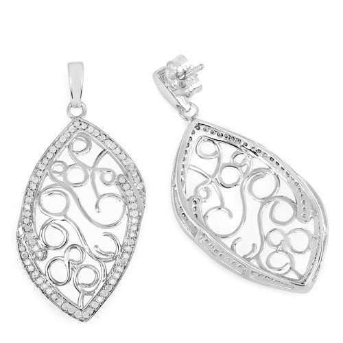 Bids.com 0.73 Carat Genuine White Diamond .925 Sterling Silver Earrings Earrings White Smoke