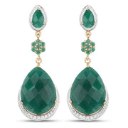 Bids.com 22.70 Carat Dyed Emerald and White Topaz .925 Sterling Silver Earrings Earrings White Smoke Default Title