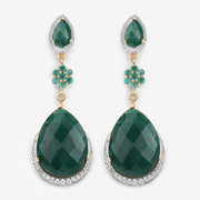 Bids.com 22.70 Carat Dyed Emerald and White Topaz .925 Sterling Silver Earrings Earrings White Smoke