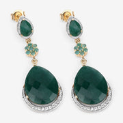 Bids.com 22.70 Carat Dyed Emerald and White Topaz .925 Sterling Silver Earrings Earrings White Smoke