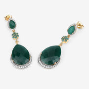 Bids.com 22.70 Carat Dyed Emerald and White Topaz .925 Sterling Silver Earrings Earrings White Smoke