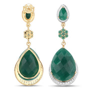 Bids.com 22.70 Carat Dyed Emerald and White Topaz .925 Sterling Silver Earrings Earrings White Smoke