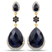 Bids.com 30.04 Carat Dyed Sapphire, Blue Sapphire and White Topaz .925 Sterling Silver Earrings Earrings White Smoke Default Title