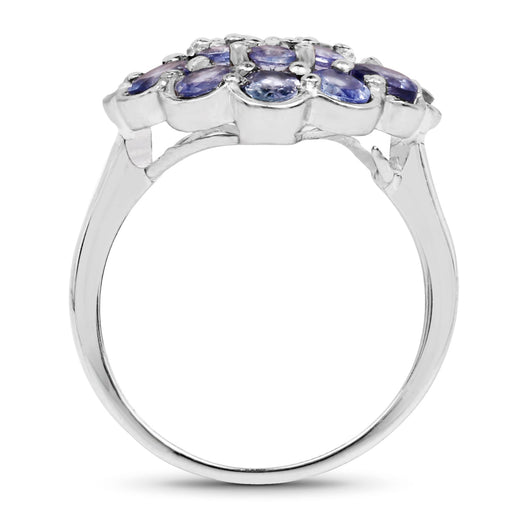 Bids.com 2.70 Carat Genuine Tanzanite .925 Sterling Silver Ring Rings White Smoke size 6.00,size 7.50,size 7.00,size 8.00,size 9.00,size 5.00