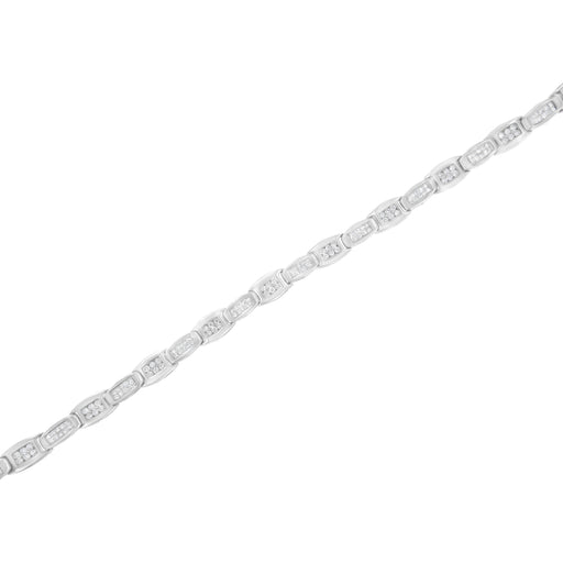 Bids.com 14K White Gold 2-1/2 Cttw Round-Brilliant & Baguette Cut Diamond 7" Alternating Flared Links Tennis Bracelet (H-I Color, SI1-SI2 Clarity) Bracelets White Smoke White.Gold / 7