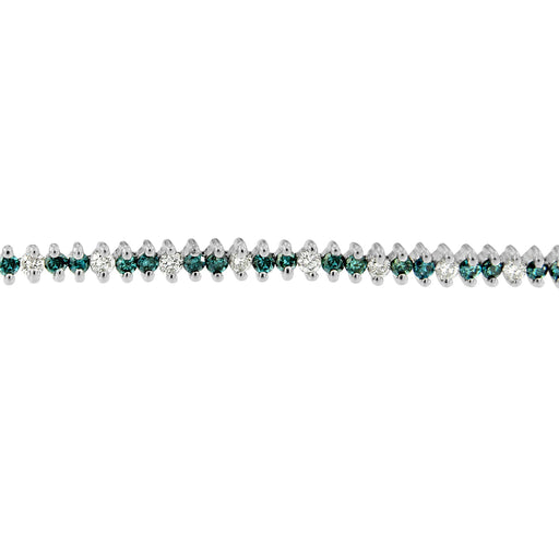 Bids.com 14K White Gold Round-Cut white and Blue Diamond Fashion Bracelet (3.70 cttw, H-I Color, SI1-SI2 Clarity) Bracelets White Smoke White.Gold / 7