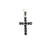 Bids.com .21ct Sapphire Cross Religious Pendant 10KT White Gold Pendants White Smoke