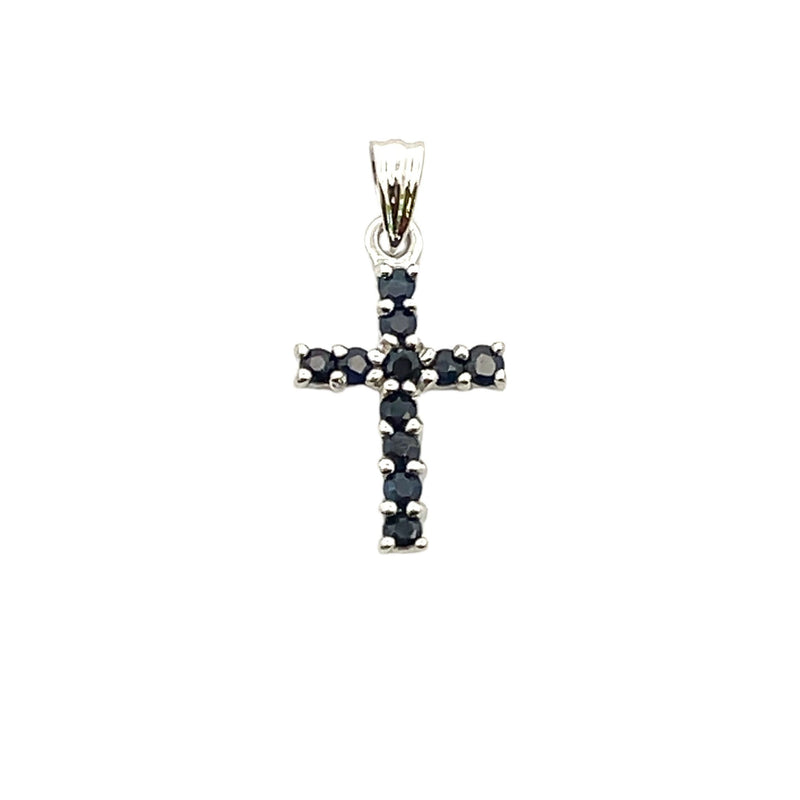 Bids.com .21ct Sapphire Cross Religious Pendant 10KT White Gold Pendants White Smoke