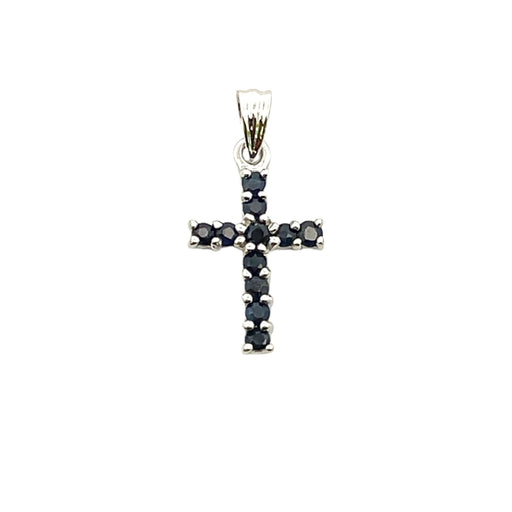 Bids.com .21ct Sapphire Cross Religious Pendant 10KT White Gold Pendants White Smoke