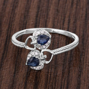 Bids.com 0.34 Carat Genuine Blue Sapphire and White Diamond 14K White Gold Ring Rings Dark Olive Green size 5.00,size 6.00,size 7.00,size 8.00,size 9.00