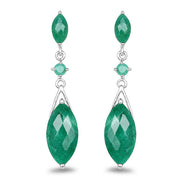 Bids.com 8.52 Carat Dyed Emerald & Emerald .925 Sterling Silver Earrings Earrings White Smoke Default Title