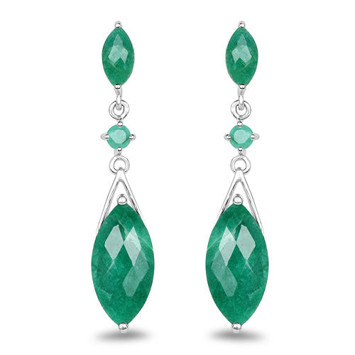 Bids.com 8.52 Carat Dyed Emerald & Emerald .925 Sterling Silver Earrings Earrings White Smoke Default Title