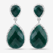 Bids.com 19.42 Carat Dyed Emerald and White Topaz .925 Sterling Silver Earrings Earrings White Smoke
