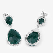 Bids.com 19.42 Carat Dyed Emerald and White Topaz .925 Sterling Silver Earrings Earrings White Smoke