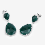 Bids.com 19.42 Carat Dyed Emerald and White Topaz .925 Sterling Silver Earrings Earrings White Smoke