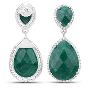 Bids.com 19.42 Carat Dyed Emerald and White Topaz .925 Sterling Silver Earrings Earrings White Smoke
