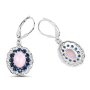 Bids.com 4.00 Carat Genuine Opal Pink, Blue Sapphire and White Topaz .925 Sterling Silver Earrings Earrings White Smoke